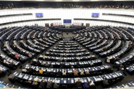 Hemicycle at the European Parliament building Louise Weiss in Strasbourg